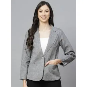 Grey Cotton Casual Blazer